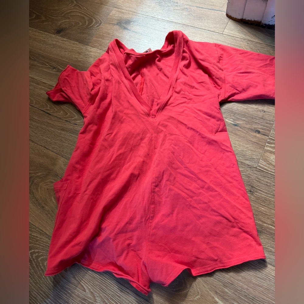 Women's Red V-Neck Top